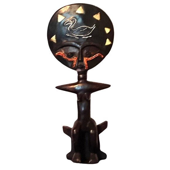 Vintage Hand Carved Wooden African Fertility Sculpture Intricate Beadwork Ethnic - Picture 1 of 4